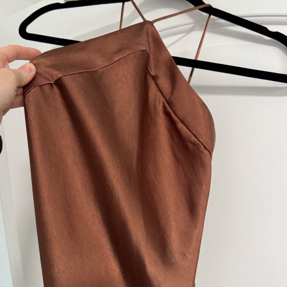 Elegant Copper Satin short Dress